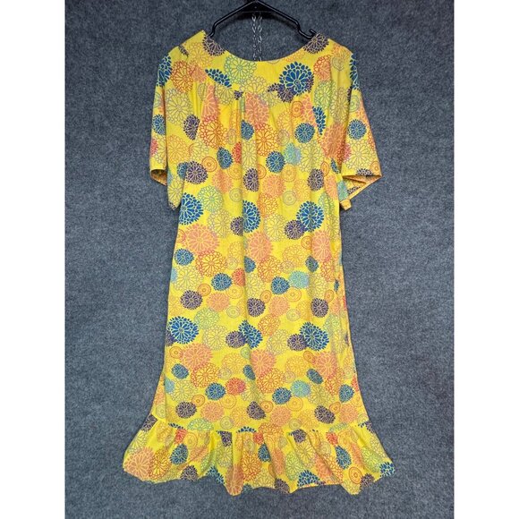 Anthony Richards Womens Nightgown Large Yellow  Floral  Cotton/Polyester Blend - Picture 10 of 15